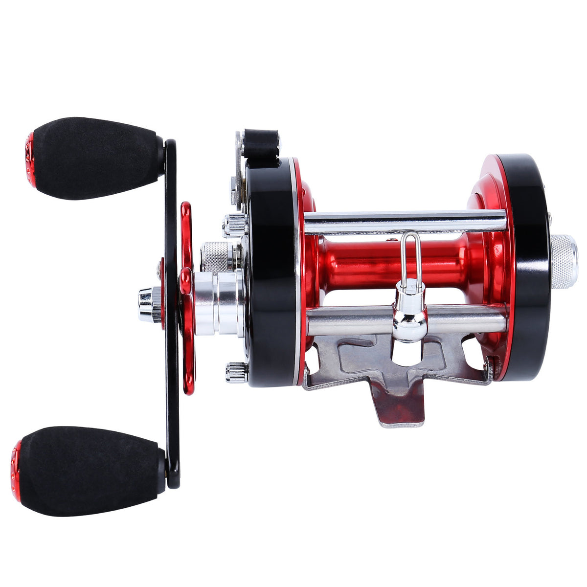 Sougayilang Round Baitcasting Reel, Size 50 - Red & Black, 6+1 Stainless Bearings, Magnetic Brake, Dual Handle, Fresh & Saltwater
