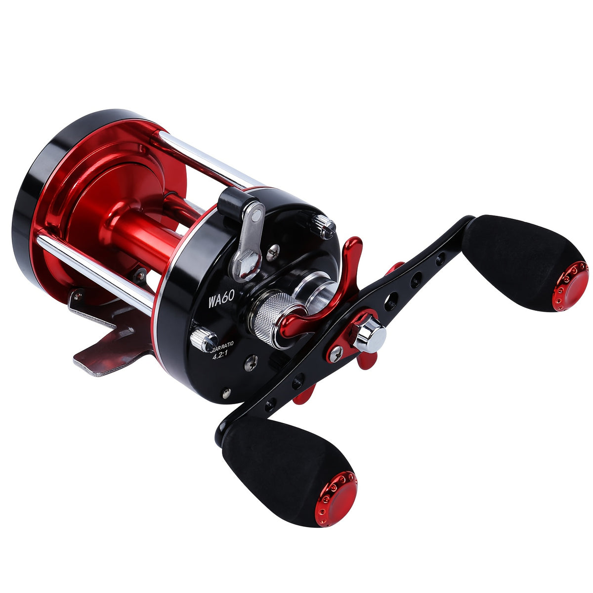RUNCL BF50 Round Baitcasting Reel, Red - Right Hand, 6+1 Stainless Bearings, 5.2:1 Gear Ratio, Corrosion-Proof Inshore & Freshwater