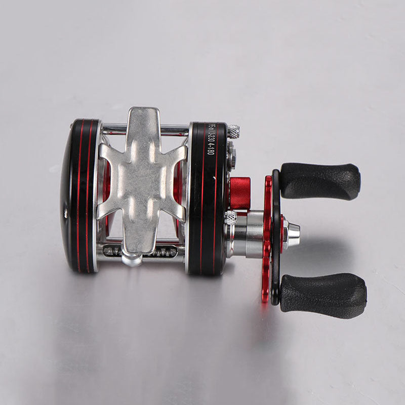 Full Metal Round Drum Reel, Red - Right Hand, 12+1 Ball Bearings, 5.3:1 Gear Ratio, 35 lb Max Drag