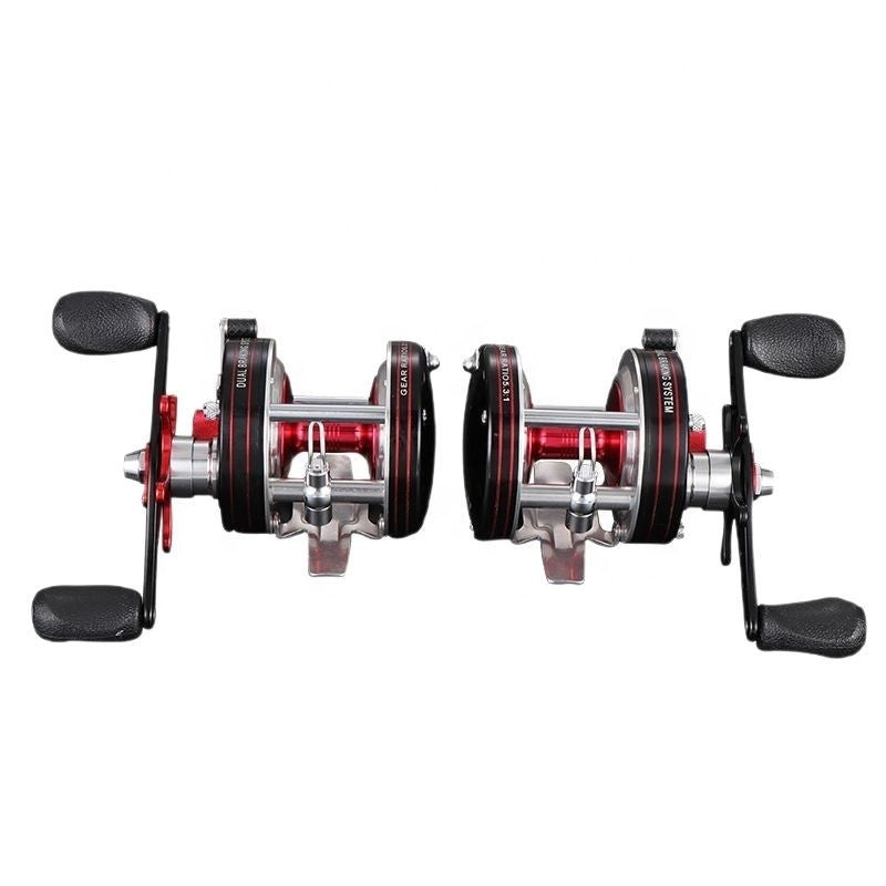 Full Metal Round Drum Reel, Red - Right Hand, 12+1 Ball Bearings, 5.3:1 Gear Ratio, 35 lb Max Drag