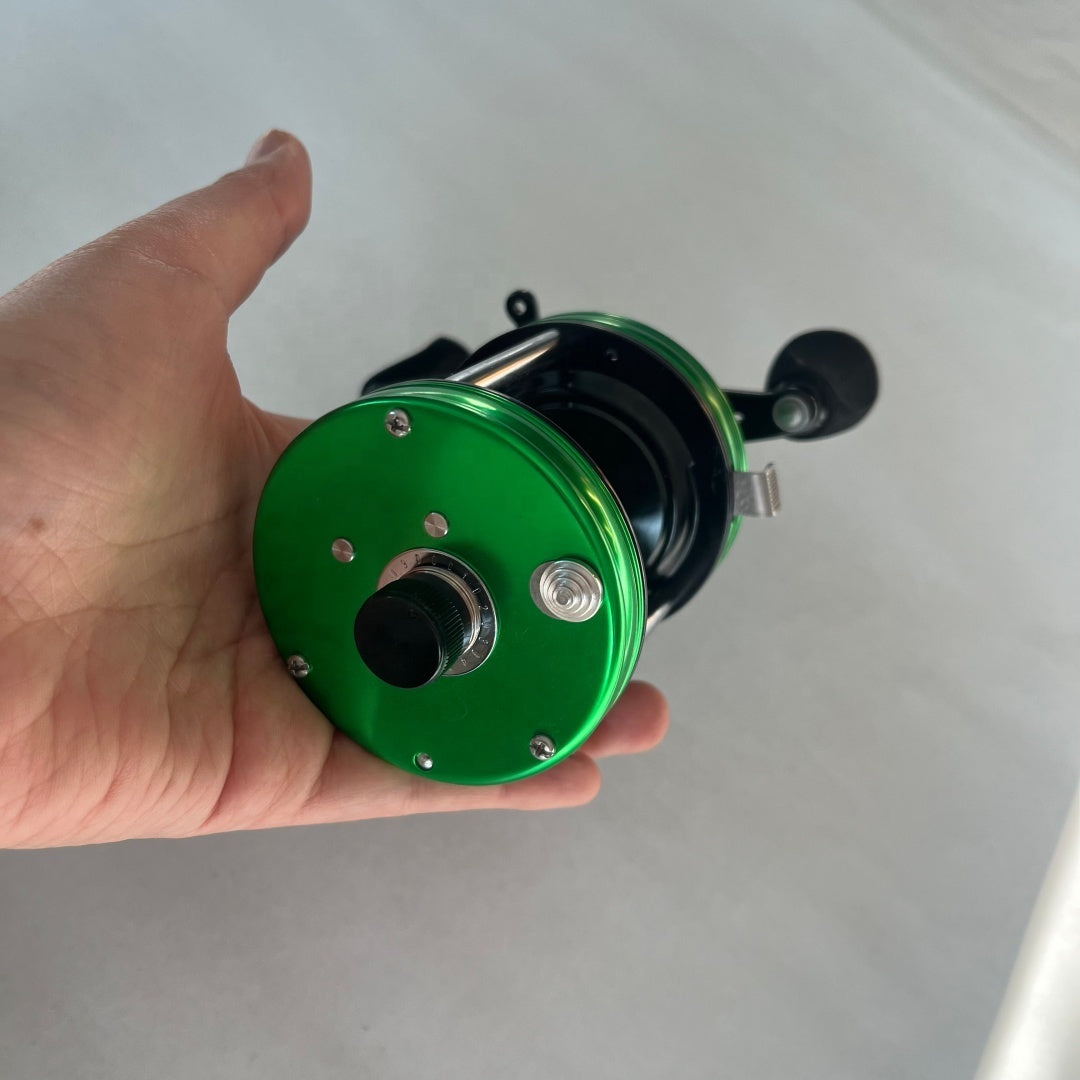 Seehoo 6500 Round Baitcasting Reel, Green - Right Hand, 4+1 Stainless Bearings, 5.3:1 Gear Ratio, Full Stainless Steel