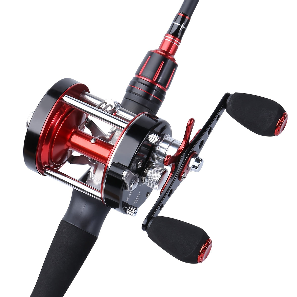 RUNCL BF50 Round Baitcasting Reel, Red - Right Hand, 6+1 Stainless Bearings, 5.2:1 Gear Ratio, Corrosion-Proof Inshore & Freshwater