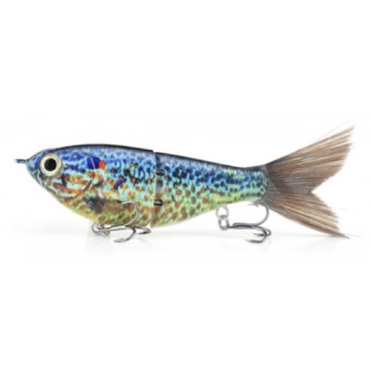 2-Section Glide Shad Jointed Hard Swimbait, Fiber Tail Glide Bait with Steel Rattle, 3D Eyes and Treble Hooks, Bass Pike Musky Fishing Lure, Mix and Match 4-Pack