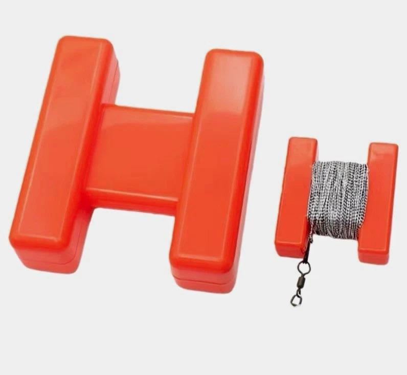 Large H Block Fishing Marker Buoy with Weighted Line Spool, Self-Deploying Lake Spot Marker, Orange