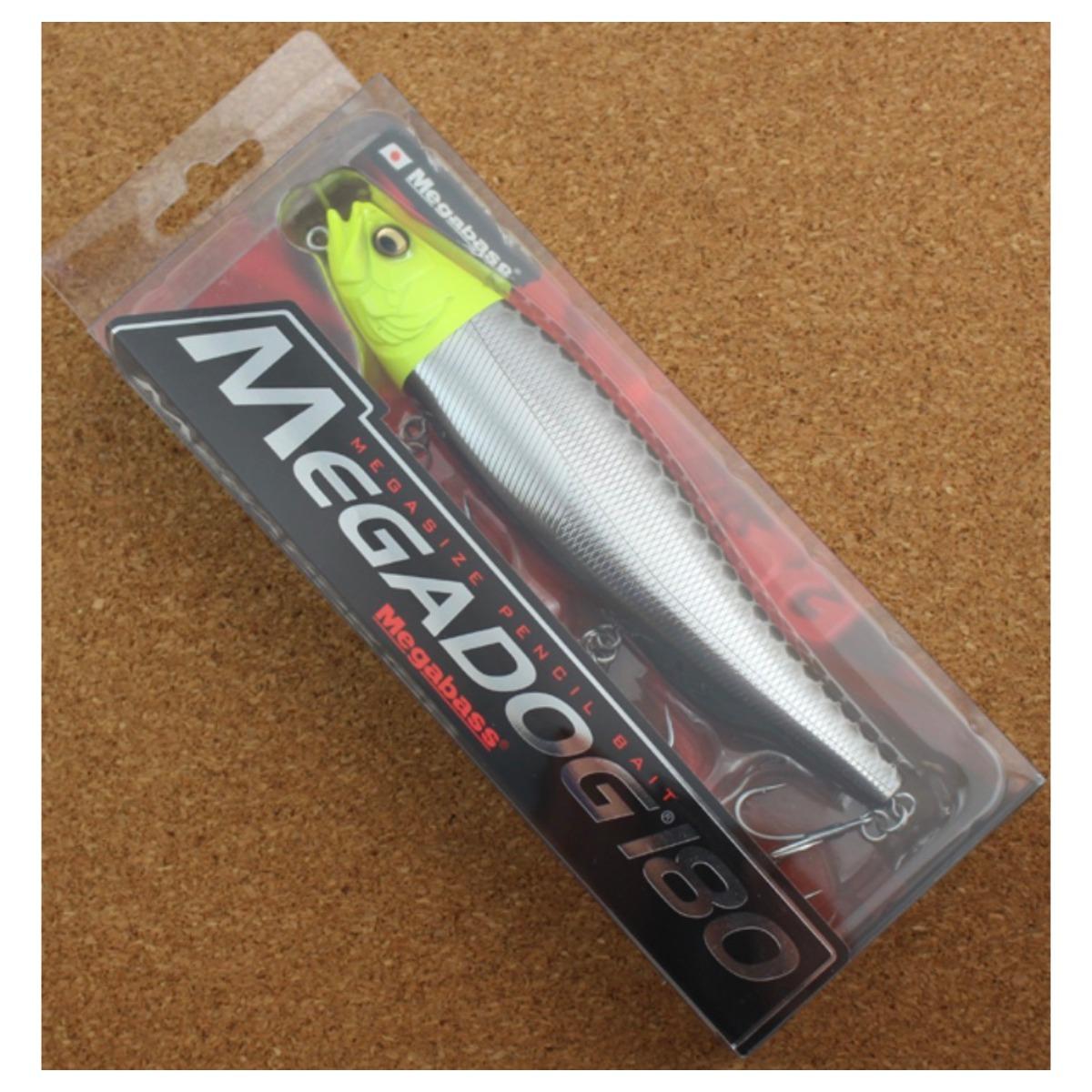 Megabass Megadog 180 M Chart Head Topwater Pencil Bait 7.1in 2.5oz Floating Walk the Dog Big Bait for Striped Bass New in Box Japan