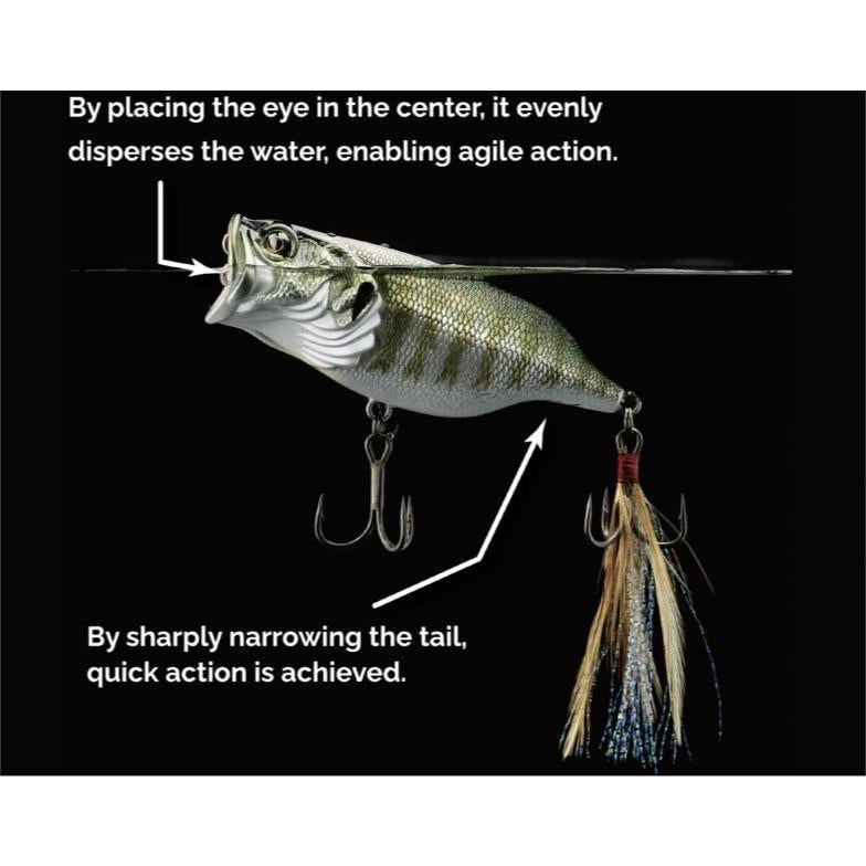 Adusta Neo Rean 68 Popper JDM Japanese Topwater Bass Lure 2.68in 0.46oz Walk-the-Dog Chugger BKK Hooks