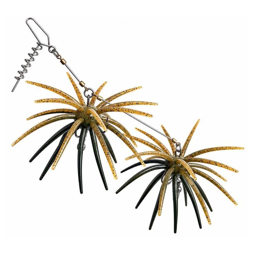 Double Urchin Rig with Adjustable Teardrop Weights - Twin-Urchin Quad-Hook Setup, Screw Lock, Includes 4 TPE Urchins, J_Curtis_Customs