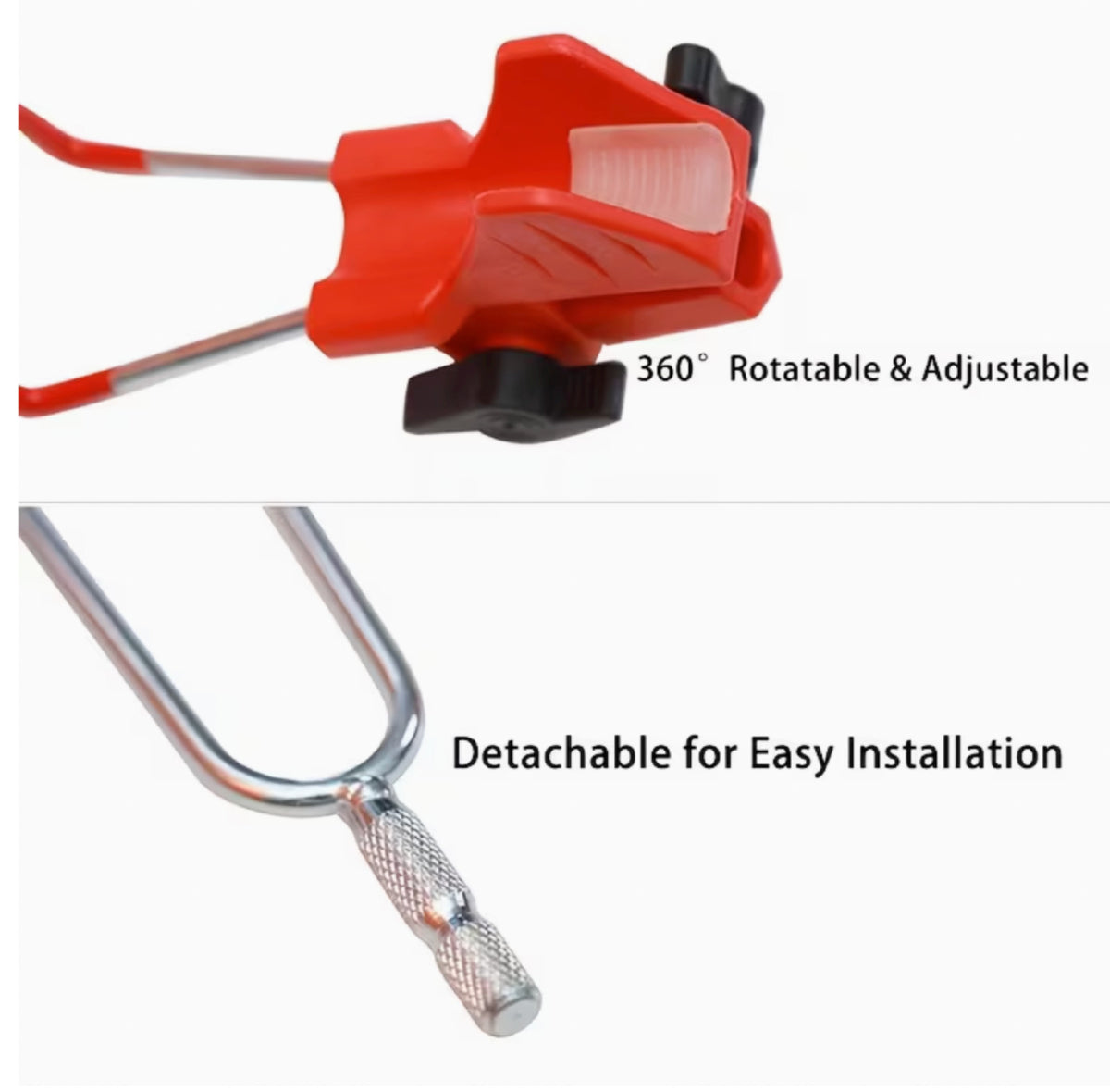 2-Pack Red Adjustable Ground Stake Fishing Rod Holders, Detachable Bank Rod Holder with 8.5mm Steel Fork Stake for Surf & Pier