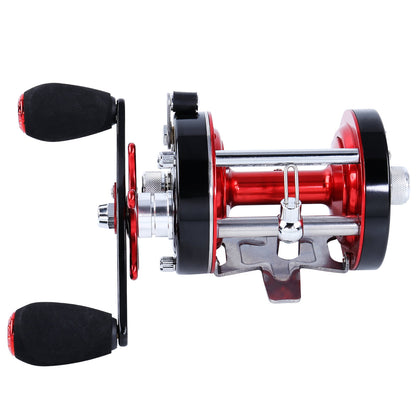Sougayilang Round Baitcasting Reel, Size 50 - Red & Black, 6+1 Stainless Bearings, Magnetic Brake, Dual Handle, Fresh & Saltwater