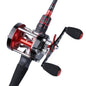 Sougayilang Round Baitcasting Reel, Size 50 - Red & Black, 6+1 Stainless Bearings, Magnetic Brake, Dual Handle, Fresh & Saltwater