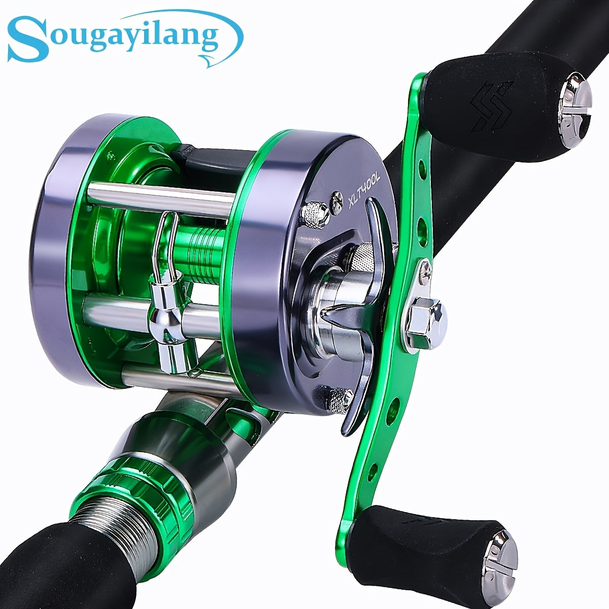 Sougayilang Full Metal Round Baitcasting Reel, Size 600 - Right Hand, Dual Handle, 6+1BB, 55 lb Max Drag, Slow Jigging & Saltwater