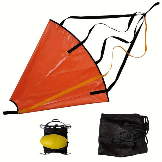 36" Drift Sock Kit with Harness, Float Buoy & Mesh Storage Bag - Orange PVC Sea Anchor Drift Chute for Fishing, Slows Boat Drift for Boats, Kayaks & PWC
