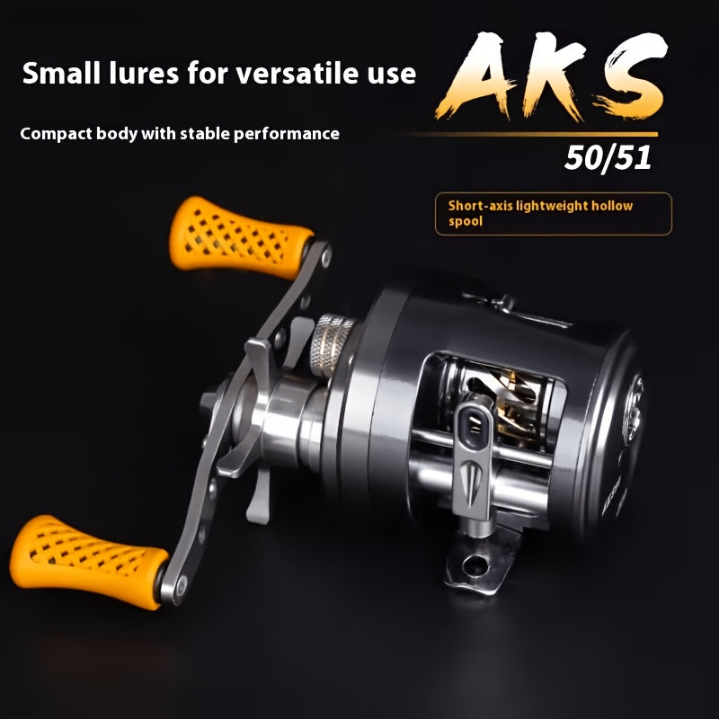 Tronmer AKS50 BFS Micro Baitcasting Reel - Right Hand, Ultralight Round Reel, 6.2:1 Gear Ratio, 11+1BB, Magnetic Brake, Trout & Bass