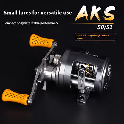 Tronmer AKS50 BFS Micro Baitcasting Reel - Right Hand, Ultralight Round Reel, 6.2:1 Gear Ratio, 11+1BB, Magnetic Brake, Trout & Bass