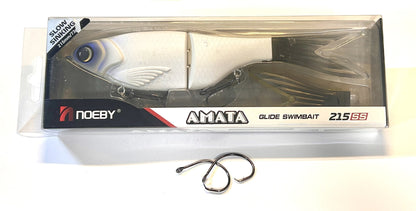 2-Section Glide Swimbait with Bonus 3pack of Alt. Color tails, Slow-Sinking, 8.5 in
