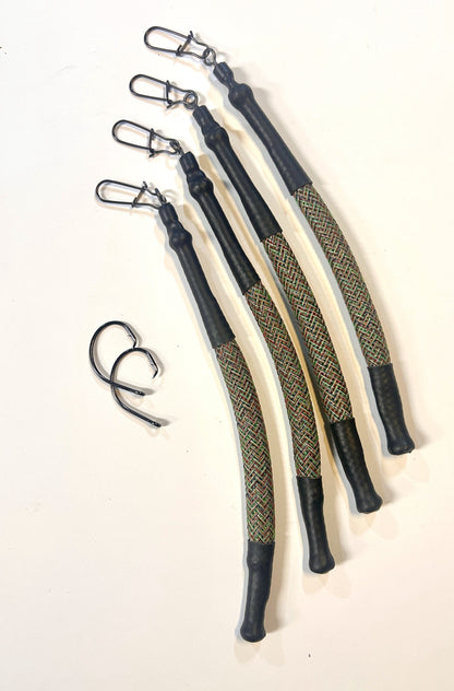 Drift Fishing Non-Snag Weights 4-Pack - 2 oz, 3 oz or 4 oz Braided Sleeve Snagless Sinkers with Snap Swivels for Catfish Drifting