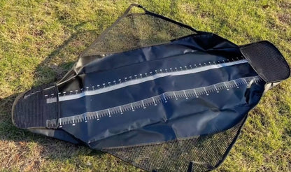 Fish Weigh Sling with Measuring Ruler, Black Mesh & Vinyl Fish Weighing Bag with Handles for Catfish, Carp, Striper