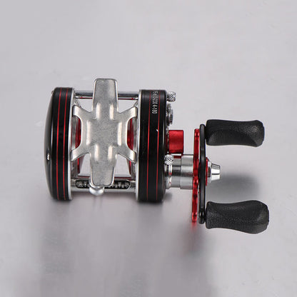 Full Metal Round Drum Reel, Red - Right Hand, 12+1 Ball Bearings, 5.3:1 Gear Ratio, 35 lb Max Drag