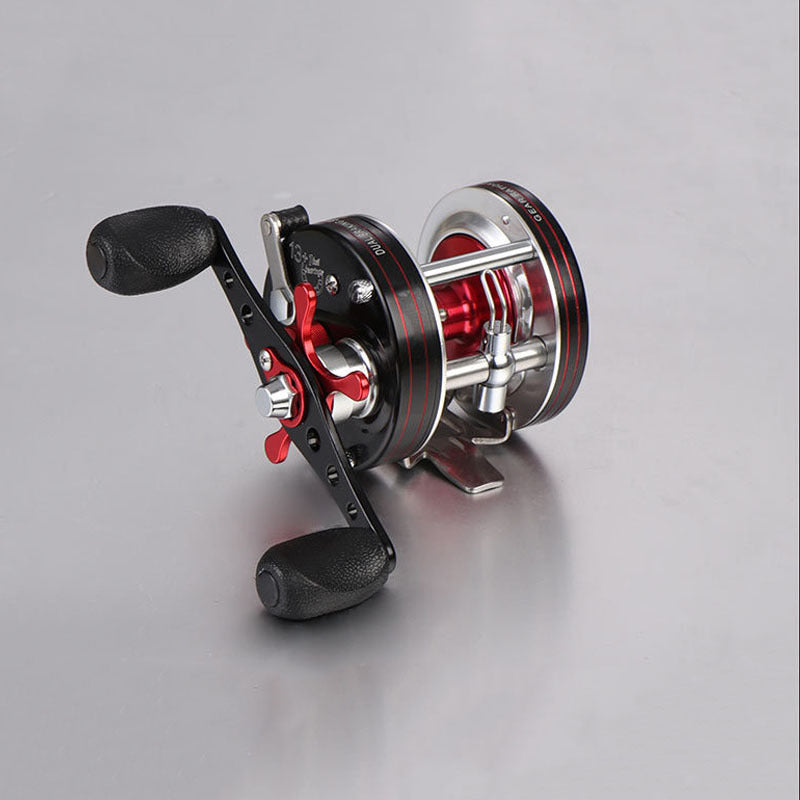 Full Metal Round Drum Reel, Red - Right Hand, 12+1 Ball Bearings, 5.3:1 Gear Ratio, 35 lb Max Drag