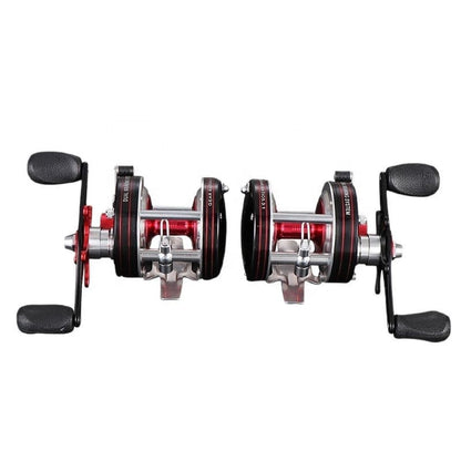Full Metal Round Drum Reel, Red - Right Hand, 12+1 Ball Bearings, 5.3:1 Gear Ratio, 35 lb Max Drag