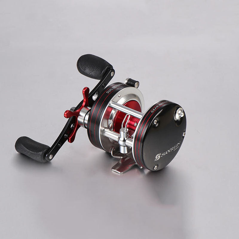 Full Metal Round Drum Reel, Red - Right Hand, 12+1 Ball Bearings, 5.3:1 Gear Ratio, 35 lb Max Drag