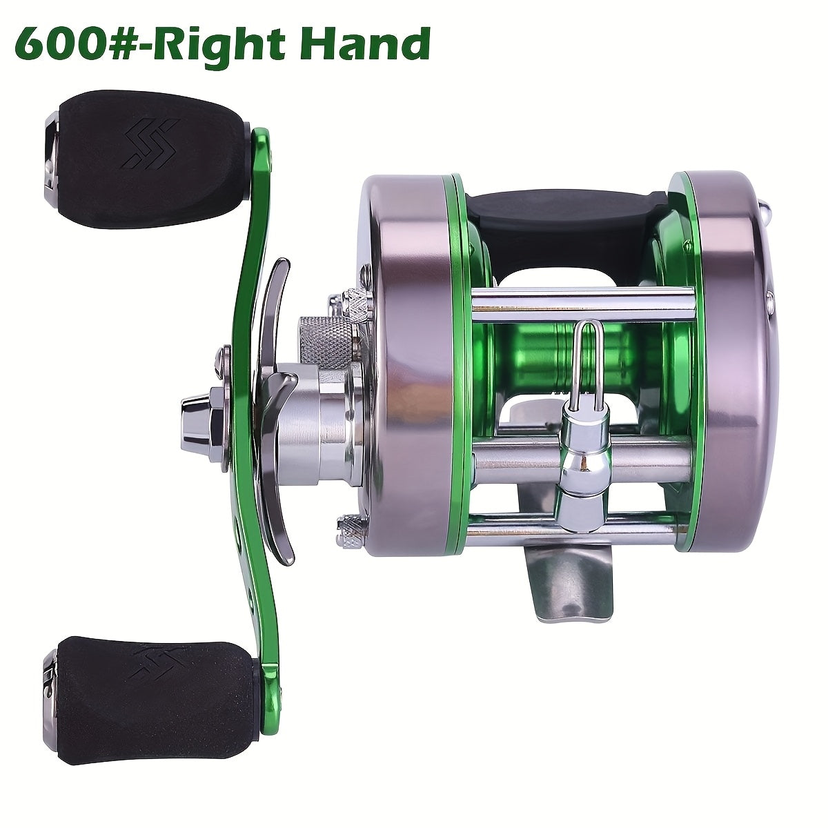 Sougayilang Full Metal Round Baitcasting Reel, Size 600 - Right Hand, Dual Handle, 6+1BB, 55 lb Max Drag, Slow Jigging & Saltwater
