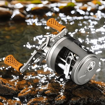 Tronmer AKS50 BFS Micro Baitcasting Reel - Right Hand, Ultralight Round Reel, 6.2:1 Gear Ratio, 11+1BB, Magnetic Brake, Trout & Bass