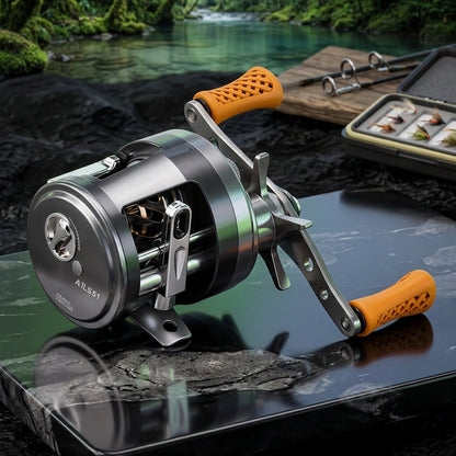 Tronmer AKS50 BFS Micro Baitcasting Reel - Right Hand, Ultralight Round Reel, 6.2:1 Gear Ratio, 11+1BB, Magnetic Brake, Trout & Bass