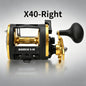 Diaodelai X-40 Deep Sea Trolling Reel - Right Hand, Full Metal Drum Reel, Extended Power Handle, Black & Gold, Saltwater Big Game