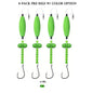 Catfish Float Rigs 4-Pack - Pre-Rigged with Rattles, 3 in Float, 7/0 Circle Hook & 40 lb Mono - Choose Your Color