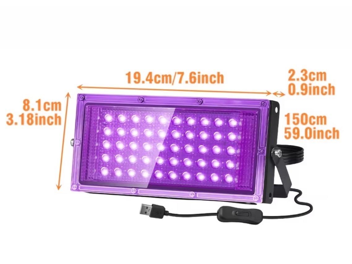 2 Pack UV Black Light LED for Night Fishing - Catfish Rod & Line Glow Blacklight, USB Powered with On/Off Switch & Adjustable Bracket