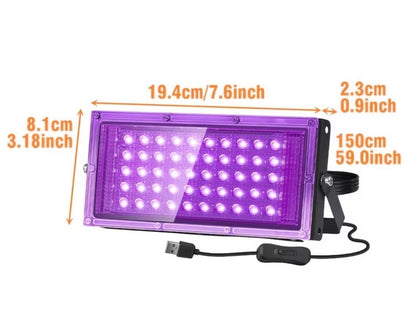 2 Pack UV Black Light LED for Night Fishing - Catfish Rod & Line Glow Blacklight, USB Powered with On/Off Switch & Adjustable Bracket