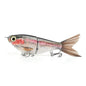 2-Section Glide Shad Jointed Hard Swimbait, Fiber Tail Glide Bait with Steel Rattle, 3D Eyes and Treble Hooks, Bass Pike Musky Fishing Lure, Mix and Match 4-Pack
