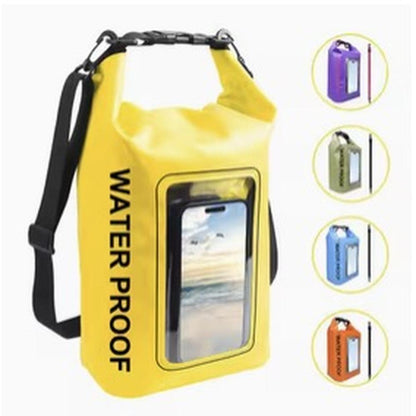 5L Waterproof Dry Bag with Clear Touchscreen Phone Window - Roll Top Floating Dry Sack with Shoulder Strap for Fishing, Kayaking, Boating, Beach & Camping