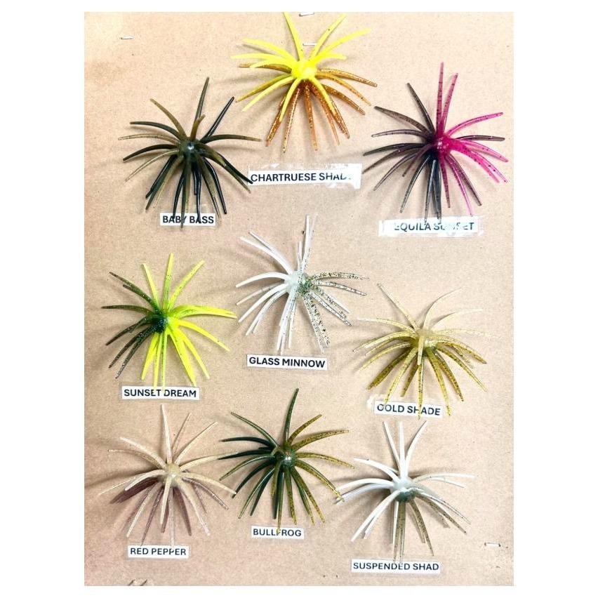 Hookset Hybrid 20mm Urchin Lure Color Pack - All 9 Hybrid Colors, 100% TPE Two-Tone Soft Urchin Baits for Bass, J_Curtis_Customs