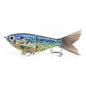2-Section Glide Shad Jointed Hard Swimbait, Fiber Tail Glide Bait with Steel Rattle, 3D Eyes and Treble Hooks, Bass Pike Musky Fishing Lure, Mix and Match 4-Pack