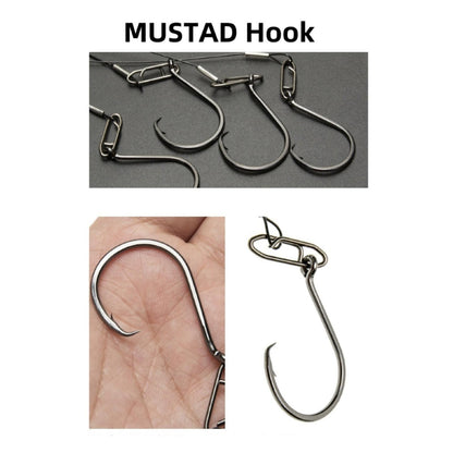 Catfish Float Rigs 4 Pack, Hand Assembled Santee Style Rig with 3 in Camo Float, Steel Wire Leader and 8/0 Carbon Steel Circle Hook, Ready to Fish