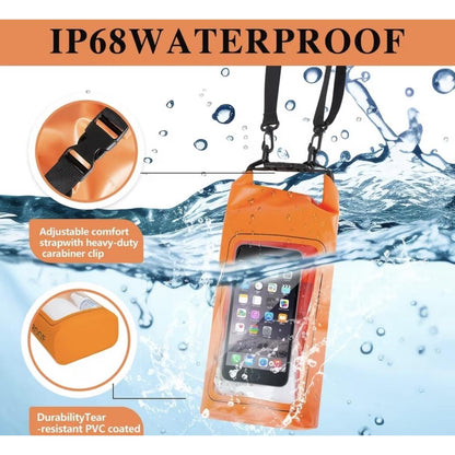 5L Waterproof Dry Bag with Clear Touchscreen Phone Window - Roll Top Floating Dry Sack with Shoulder Strap for Fishing, Kayaking, Boating, Beach & Camping
