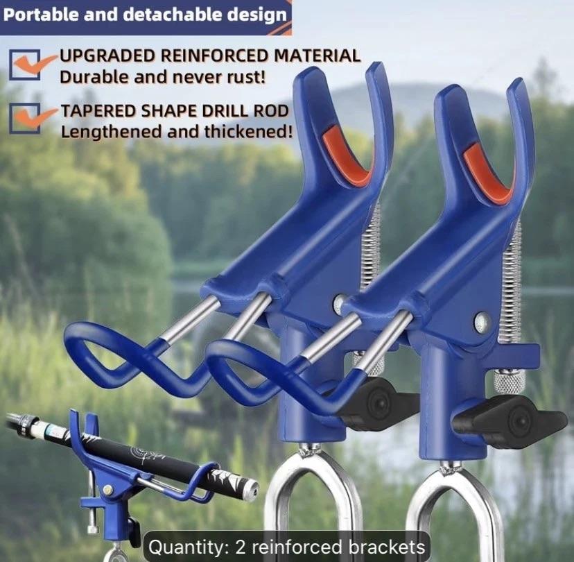 2-Pack Adjustable Ground Stake Fishing Rod Holders, Detachable Bank Rod Holder with 8.5mm Steel Fork Stake for Surf & Pier