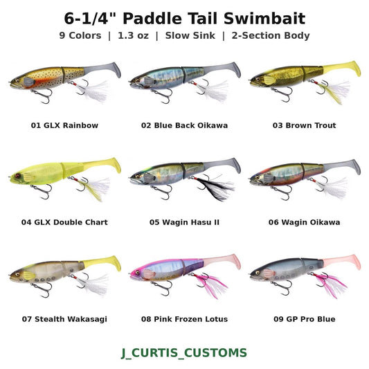 6.25" Paddle Tail Swimbait 1.3oz Slow Sink Bass Pike Lure