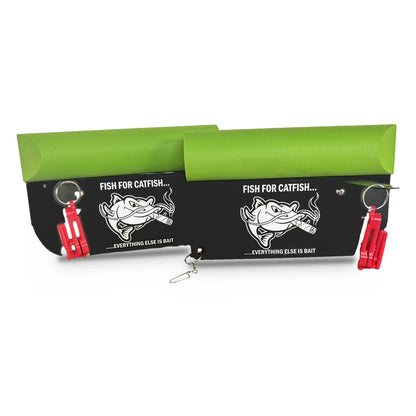 Catfish Planer Boards, Left and Right Pair - 10 in Drift Fishing Planer Board Floats with Line Release Clips, Reversible Tow Arms, Hi-Vis Green, Ready to Fish