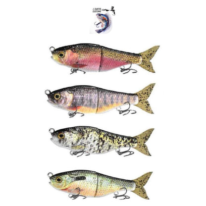 J_Curtis_Customs 5.3" 2-Section Glide Swimbait 1.35oz Slow Sinking Jointed Glide Bait Lure for Bass, Pike, Muskie, Trout & Walleye - 16 Colors