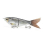 2-Section Glide Shad Jointed Hard Swimbait, Fiber Tail Glide Bait with Steel Rattle, 3D Eyes and Treble Hooks, Bass Pike Musky Fishing Lure, Mix and Match 4-Pack