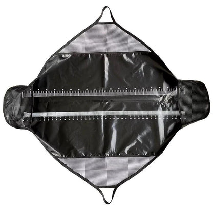 Fish Weigh Sling with Measuring Ruler, Black Mesh & Vinyl Fish Weighing Bag with Handles for Catfish, Carp, Striper