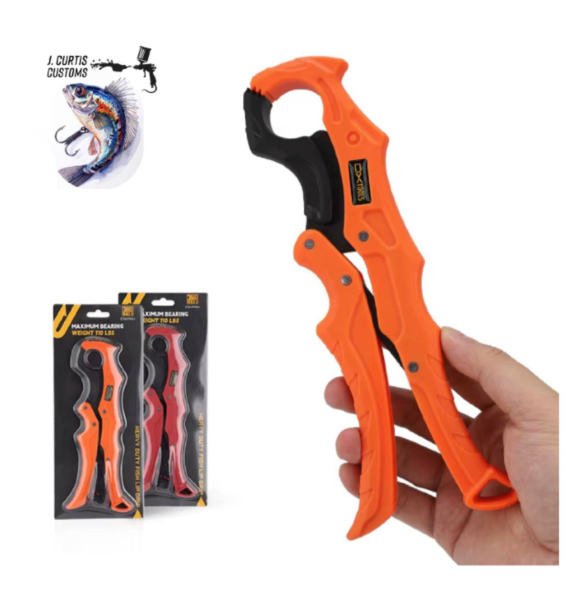 J Curtis Customs Big Fish Lip-Gripper - Fish Gripper Holder, Rust-Free Lightweight Fishing Tool for Bass, Catfish, Pike & Saltwater