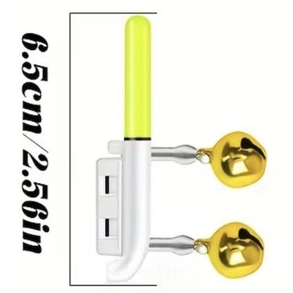 4 Pack LED Fishing Rod Tip Bite Alarm Lights with Twin Bells - Green to Red Color Change Night Fishing Bite Indicator for Catfish, Clip-On (Batteries Not Included)