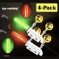 4 Pack LED Fishing Rod Tip Bite Alarm Lights with Twin Bells - Green to Red Color Change Night Fishing Bite Indicator for Catfish, Clip-On (Batteries Not Included)