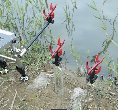 2-Pack Auto-Locking Ground Stake Fishing Rod Holders, Self-Locking Adjustable Bank Rod Holder with Detachable Fork Stake
