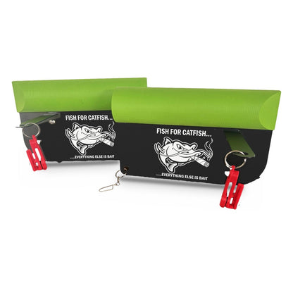 Catfish Planer Boards, Left and Right Pair - 10 in Drift Fishing Planer Board Floats with Line Release Clips, Reversible Tow Arms, Hi-Vis Green, Ready to Fish