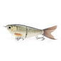 2-Section Glide Shad Jointed Hard Swimbait, Fiber Tail Glide Bait with Steel Rattle, 3D Eyes and Treble Hooks, Bass Pike Musky Fishing Lure, Mix and Match 4-Pack